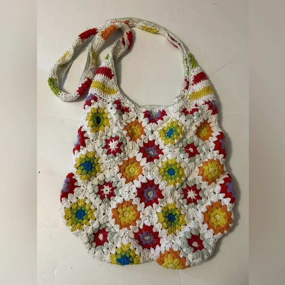 Crochet multicolored shoulder bag